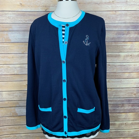 Alfred Dunner Tops - Alfred Dunner L Nautical Pullover w/Anchor Detail